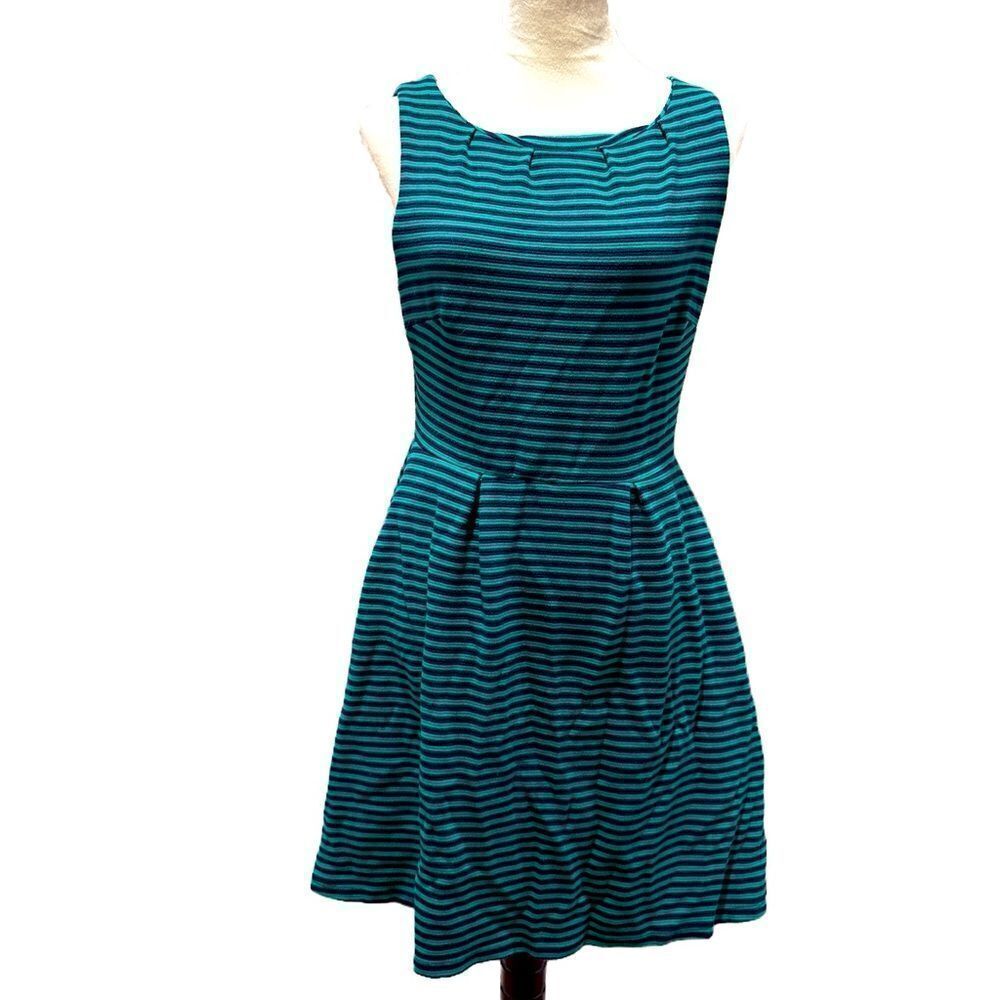 Merona green/black striped sleeveless dress